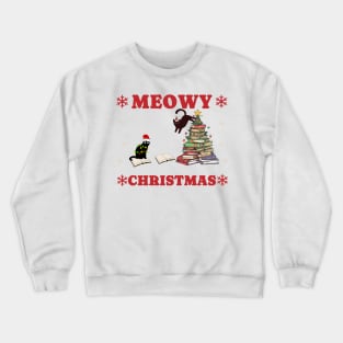 Moewy Christmas Bookworm Christmas Tree books Crewneck Sweatshirt
